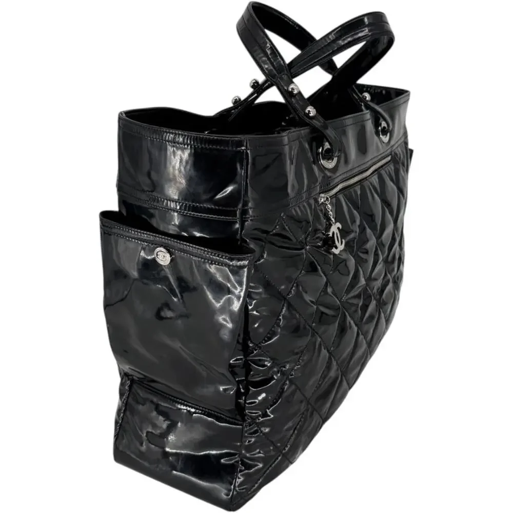 Chanel Paris-Biarritz XL Tote in Black Patent Vinyl